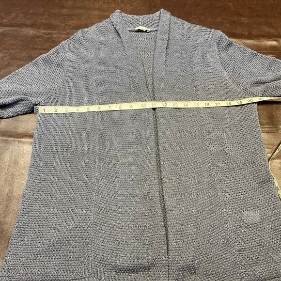 Pure Jill Womens M/L Open Linen Rayon Cardigan Grey Blue Coastal Spring Classic - Picture 15 of 16